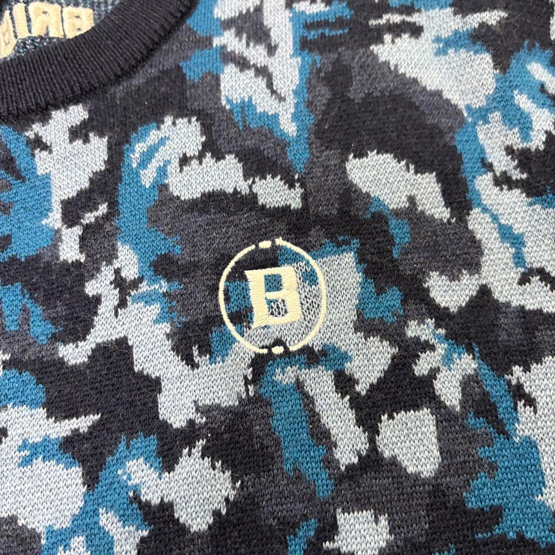 BRIEFING ブルーカモフラ柄ニット/セーター / M セール】迷彩柄ニット
