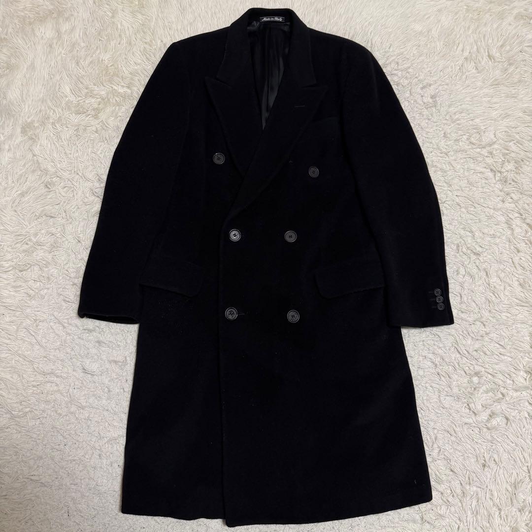 最高級極美品　Lサイズ相当 ジョルジオアルマーニ　ダブルチェスターコート　黒