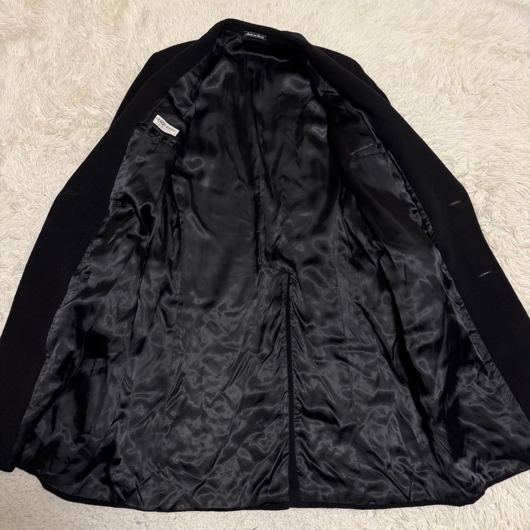 最高級極美品　Lサイズ相当 ジョルジオアルマーニ　ダブルチェスターコート　黒