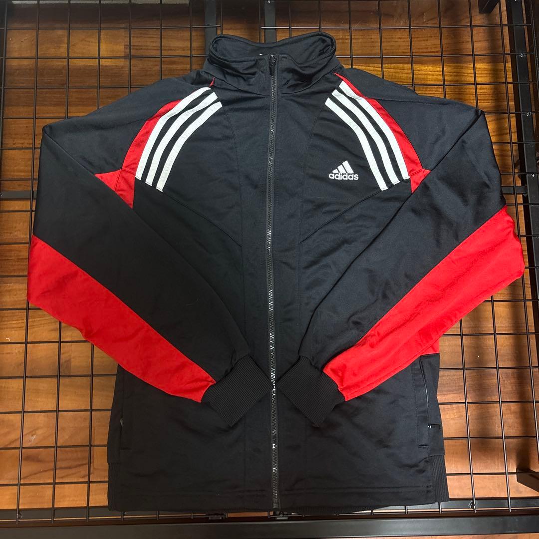 adidas トラックジャケット 赤黒 - メルカリ