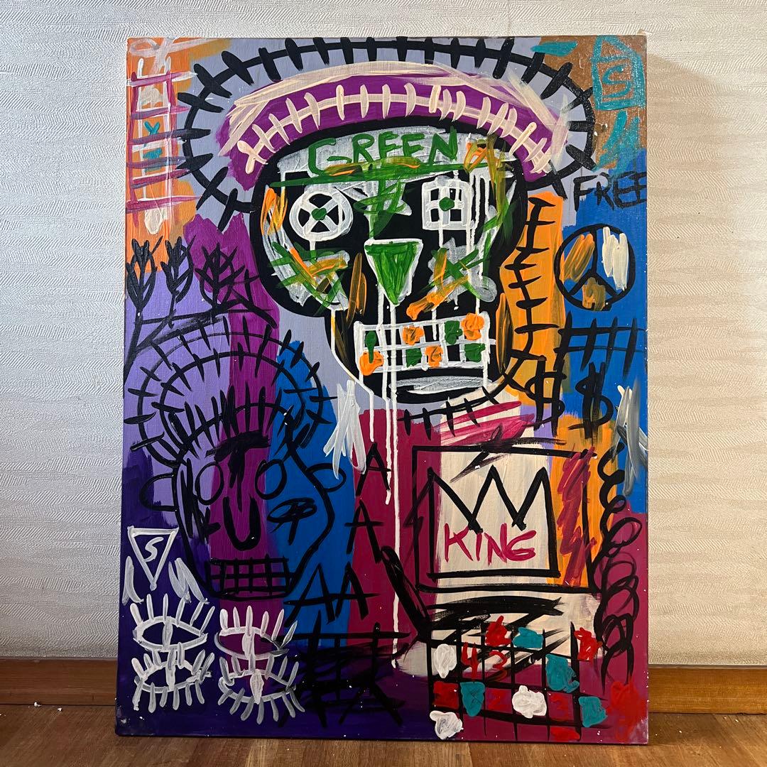 貴重 ジャン=ミシェル・バスキア 大型肉筆油彩画 - メルカリ