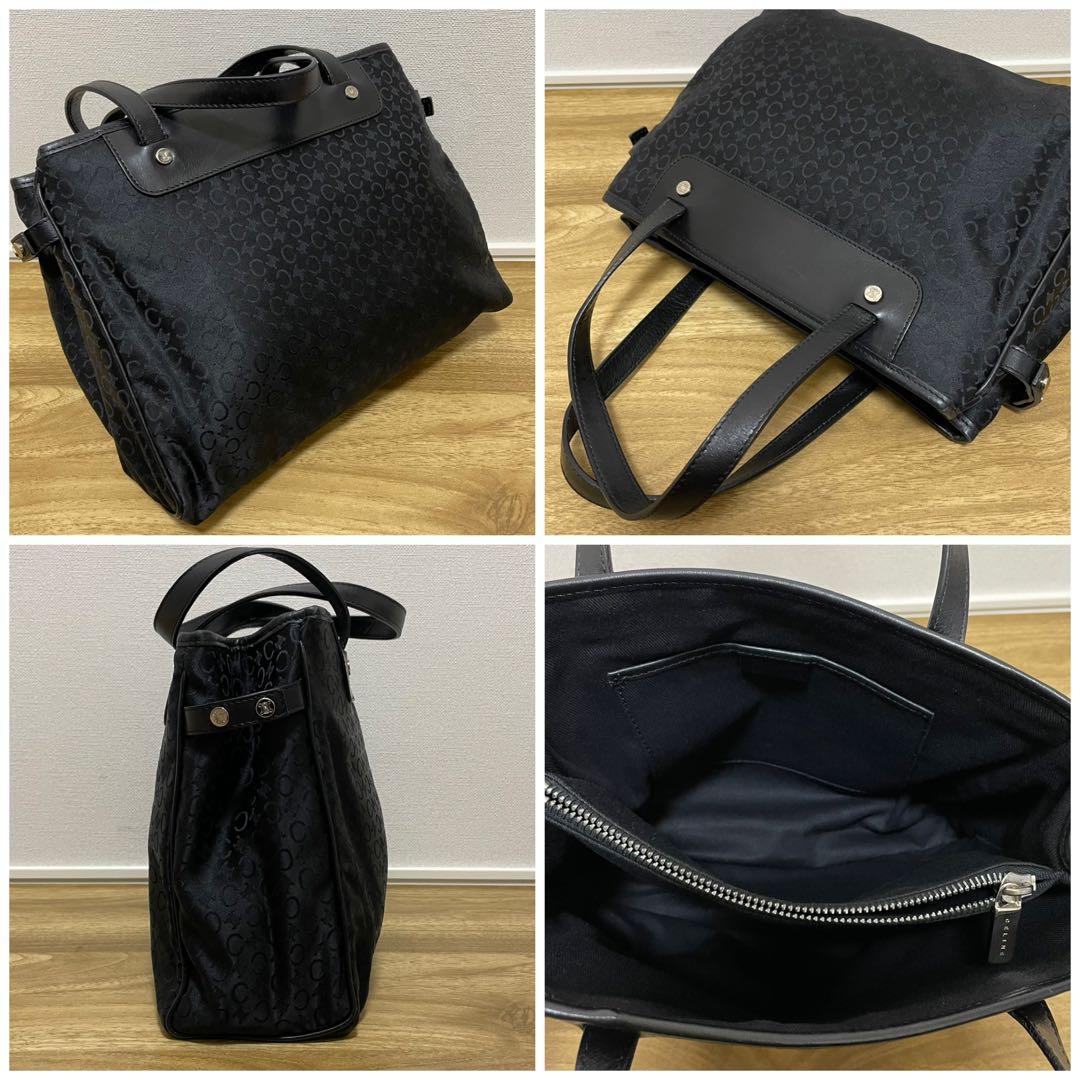 《美品》CELINE（セリーヌ）ナイロン×レザー ハンドバッグ ブラック 黒