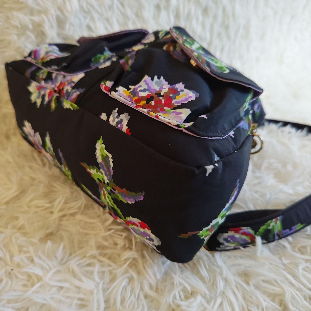 【極美品✨】FEILER フェイラー 花柄 リュック 2way ブラック