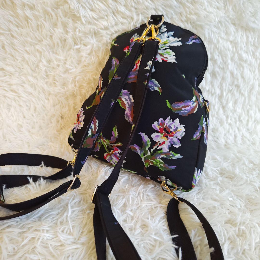 【極美品✨】FEILER フェイラー 花柄 リュック 2way ブラック