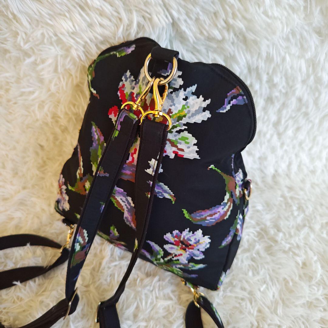 【極美品✨】FEILER フェイラー 花柄 リュック 2way ブラック