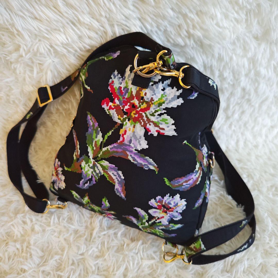 【極美品✨】FEILER フェイラー 花柄 リュック 2way ブラック