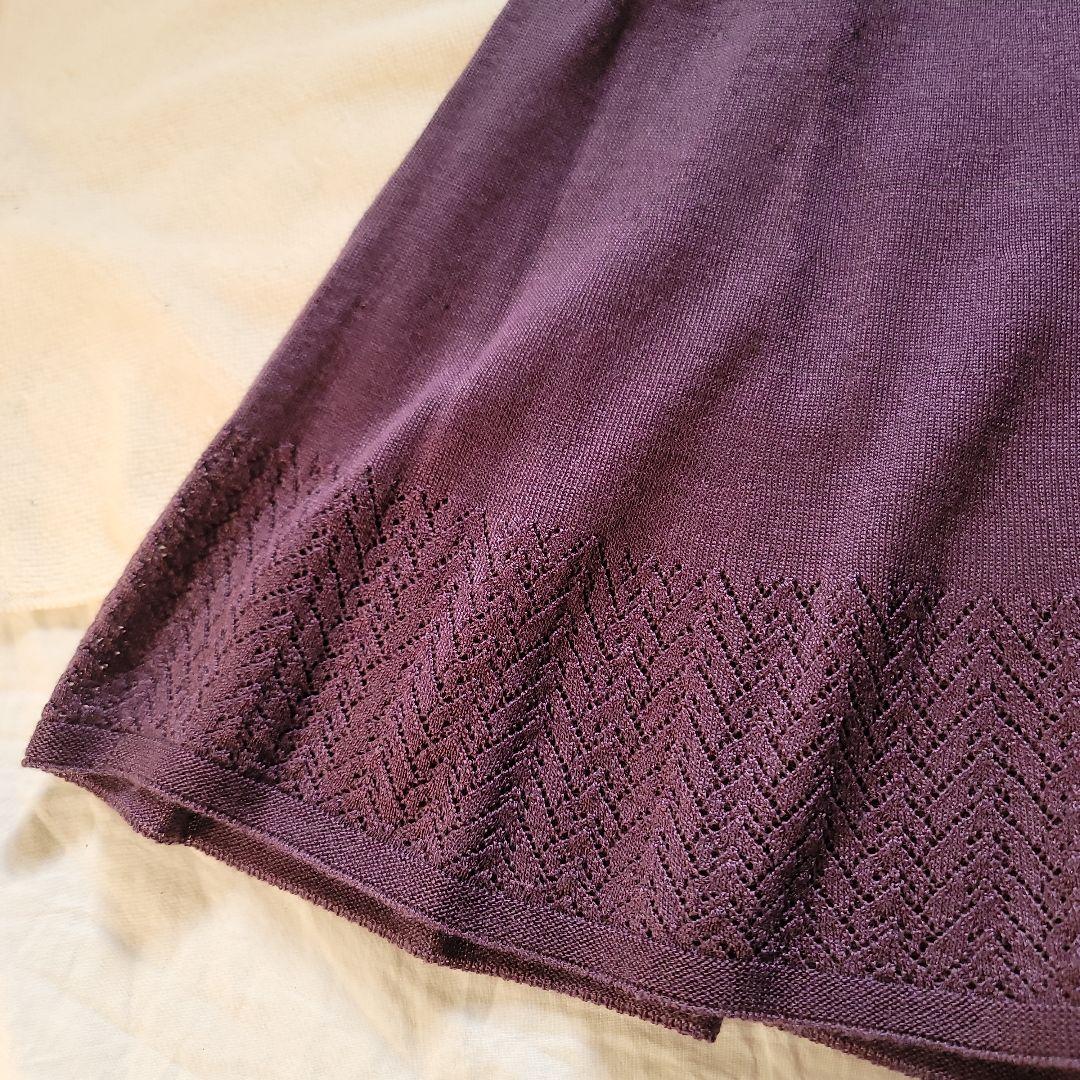 未使用】チャコットニットワンピース パープル系 Mサイズ ホール