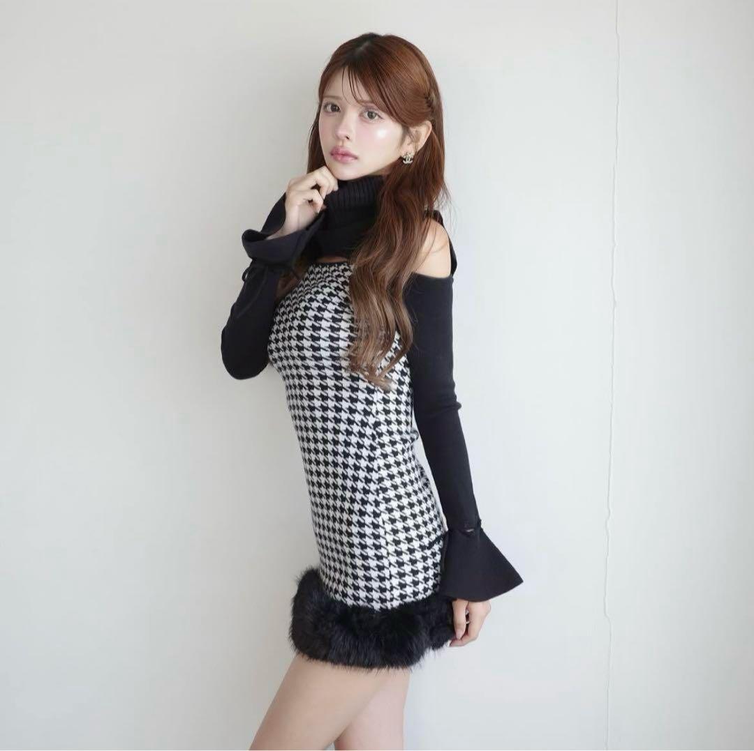 ベストセラー 商品ファッション - randy 2wayハウンドトゥースファー