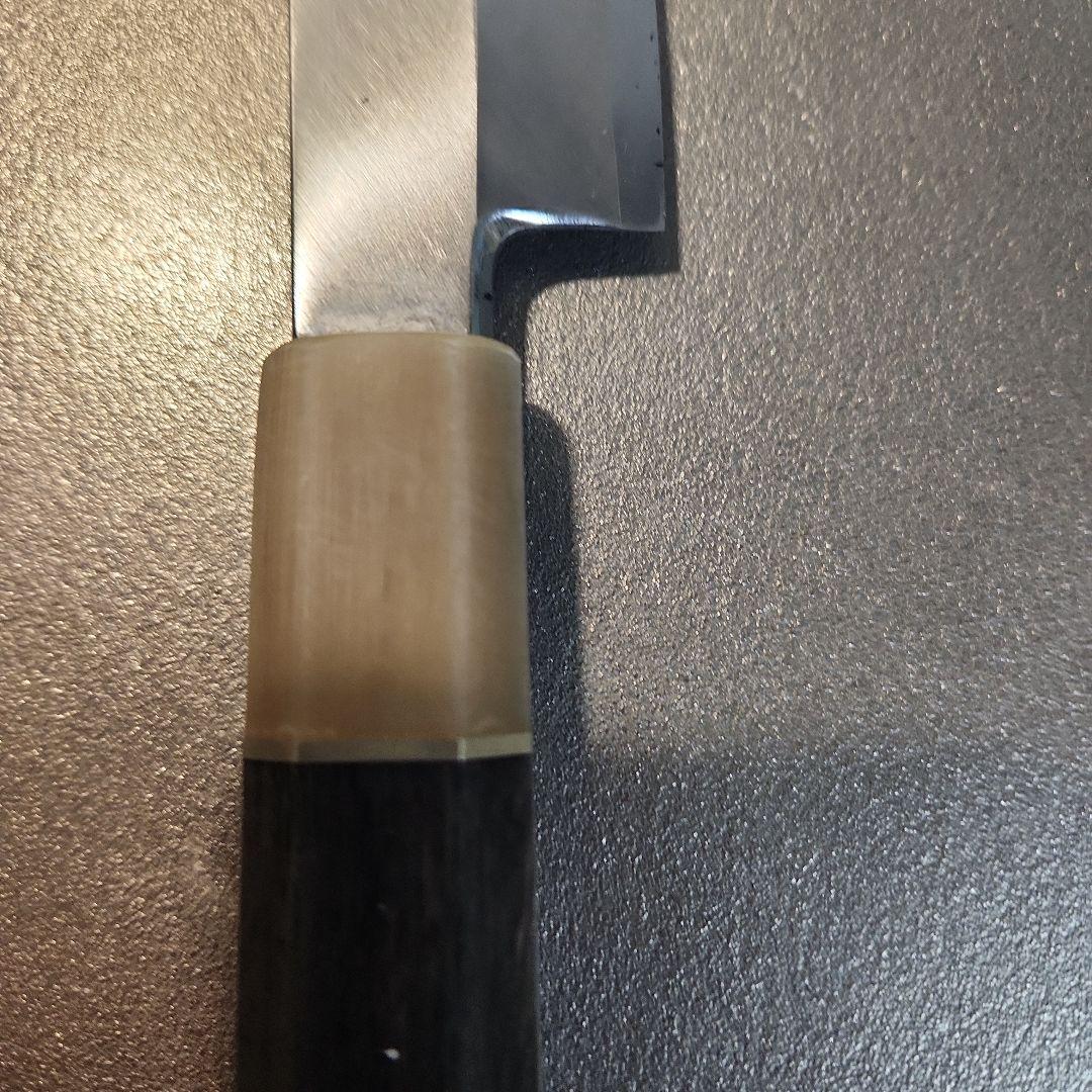 堺白鶴作　切付型柳刃包丁　銀三　尺　黒檀八角柄