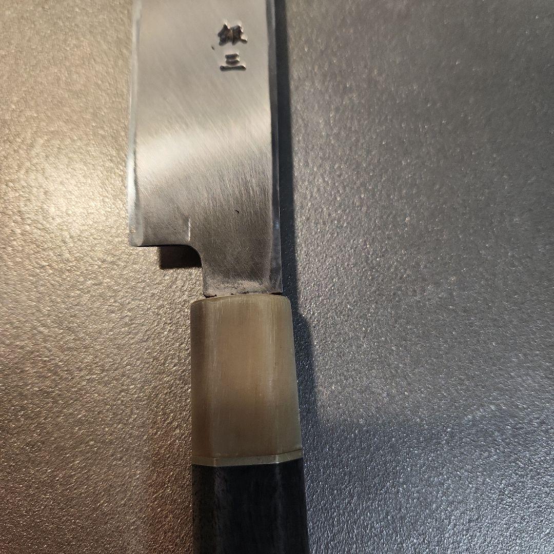 堺白鶴作　切付型柳刃包丁　銀三　尺　黒檀八角柄