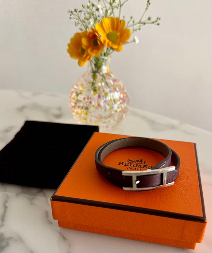 HERMES エルメス　レザーブレスレット　ビーアピ・ドゥブルトゥール