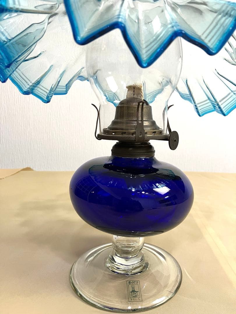 北一硝子　灯油ランプ　オイルランプ インテリア照明　フリルガラス