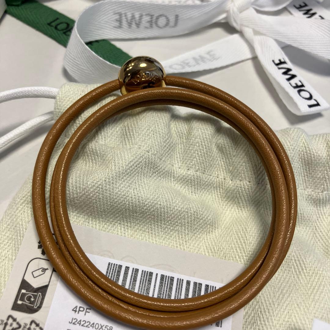 未使用　LOEWE ブラウンレザーブレスレット サイズS