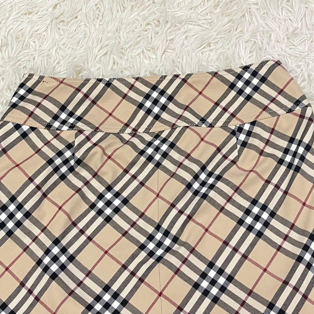 BURBERRY BLUELABELノバチェックプリーツラップスカート膝丈ベルト