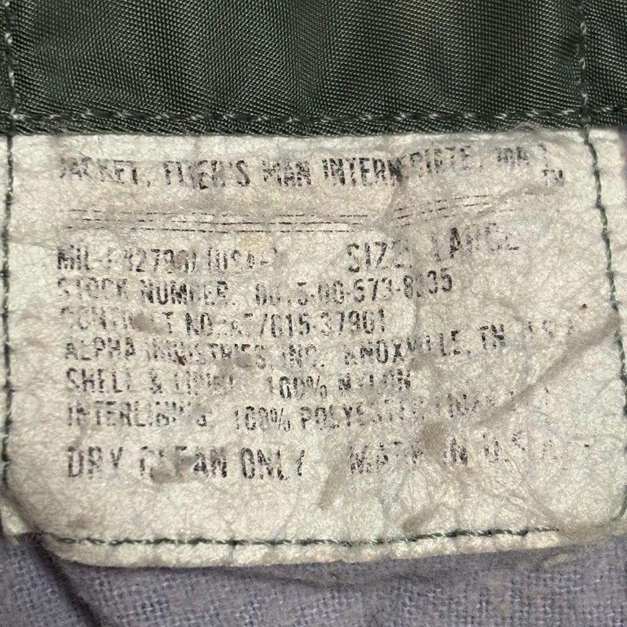 ◉ 80's ◉ ALPHA アルファ ◉ リバーシブル・MA-1・USA製・Ｌ