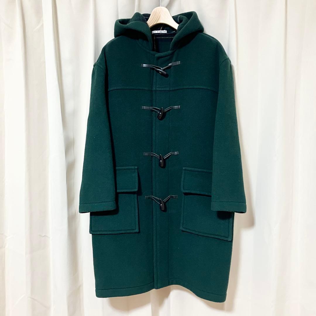 バーバリーロンドン ノバチェック ダッフルコート フード グリーン S