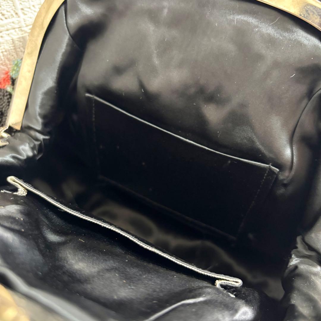 【美品】 和装バッグ ビーズバッグ 手刺繍バッグ がま口 総ビーズ ハンドバッグ