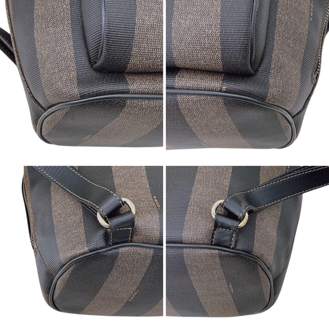 【希少】FENDI リュック ペカン柄 バックパック 巾着 レザー PVC 黒