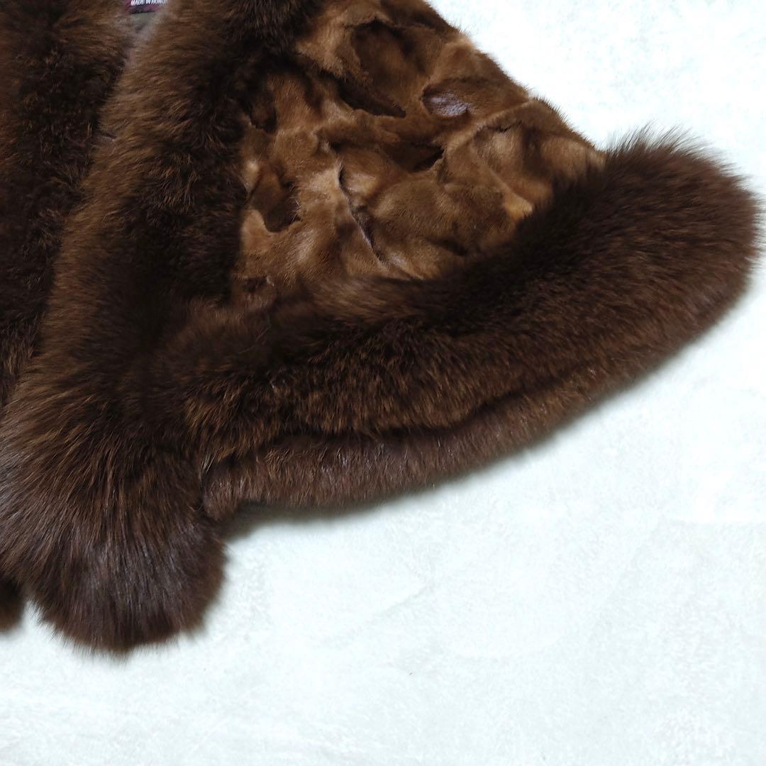 デンマークミンク　毛皮 ミンク ポンチョ ケープ 羽織り