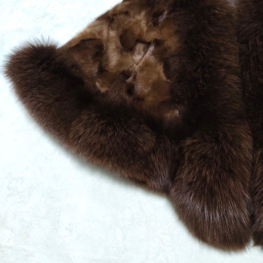 デンマークミンク　毛皮 ミンク ポンチョ ケープ 羽織り