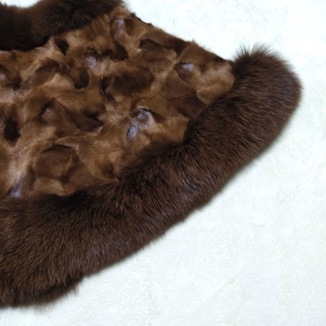 デンマークミンク　毛皮 ミンク ポンチョ ケープ 羽織り