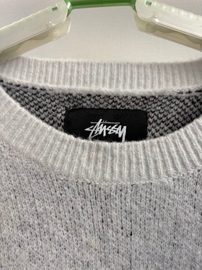 Stussy 8ボールデザイン ニットセーター グレー