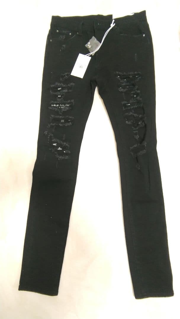 ブラックデニム パンツ サイズ32 ダメージ加工 スビ クラッシュ加工デニムパンツ 32インチ Ksubi スビ クラッシュ加工