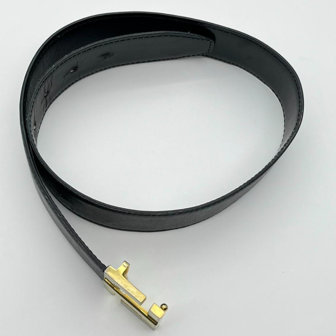 フェンディ ベルト ロゴ金具 ゴールド レディース レザー 本革 ブラック 黒