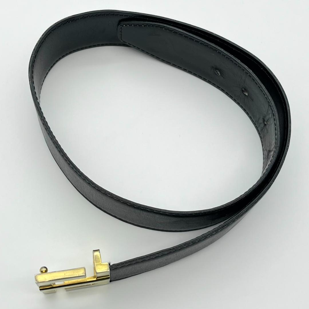 フェンディ ベルト ロゴ金具 ゴールド レディース レザー 本革 ブラック 黒