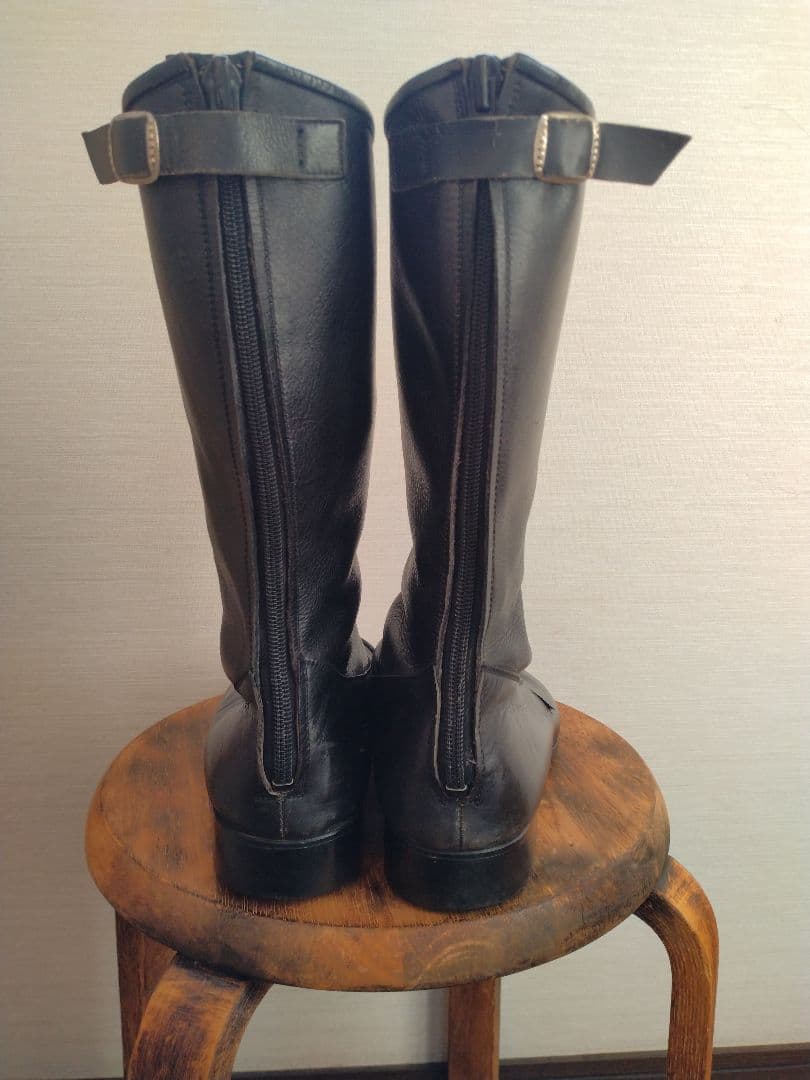 《らん様》プロショップタカイ　ブラックレザー ロングブーツ 　ヴィンテージ