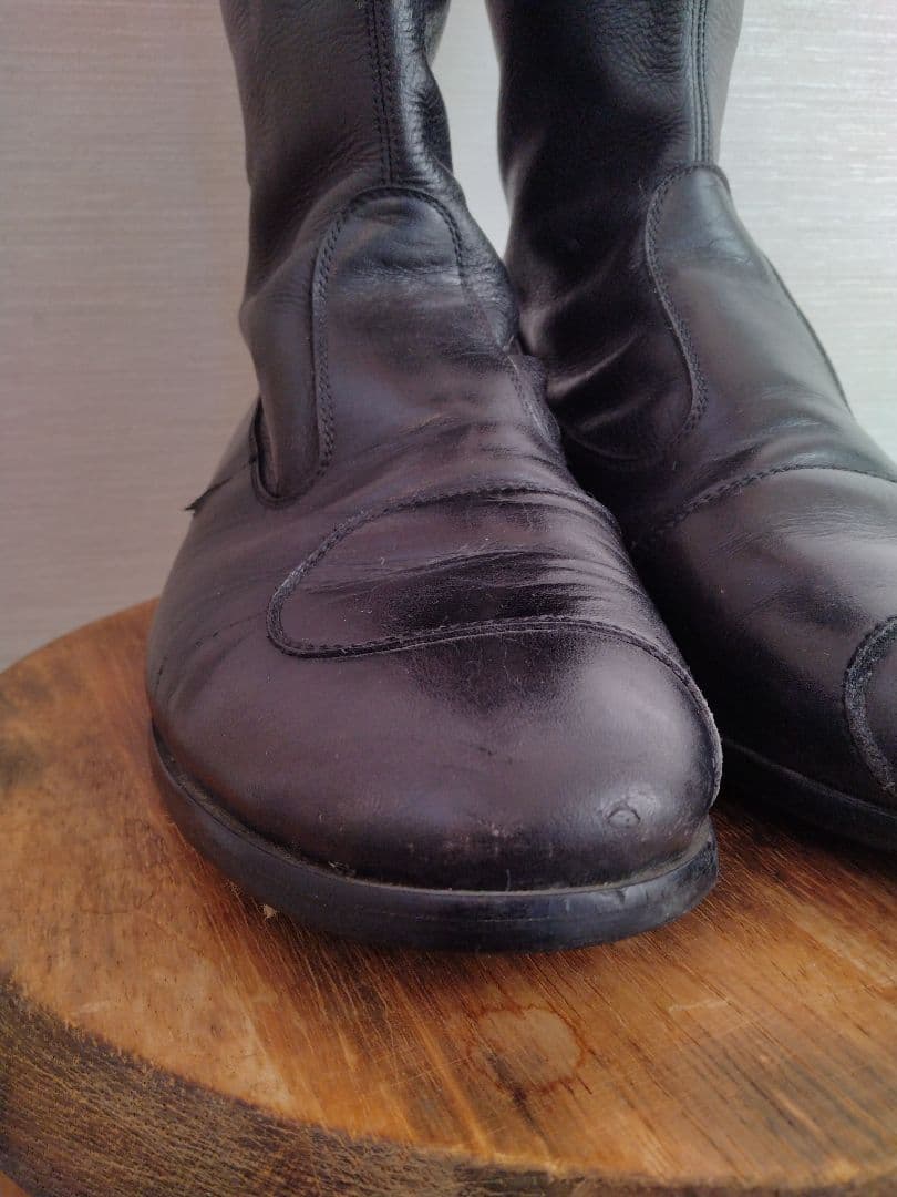 《らん様》プロショップタカイ　ブラックレザー ロングブーツ 　ヴィンテージ