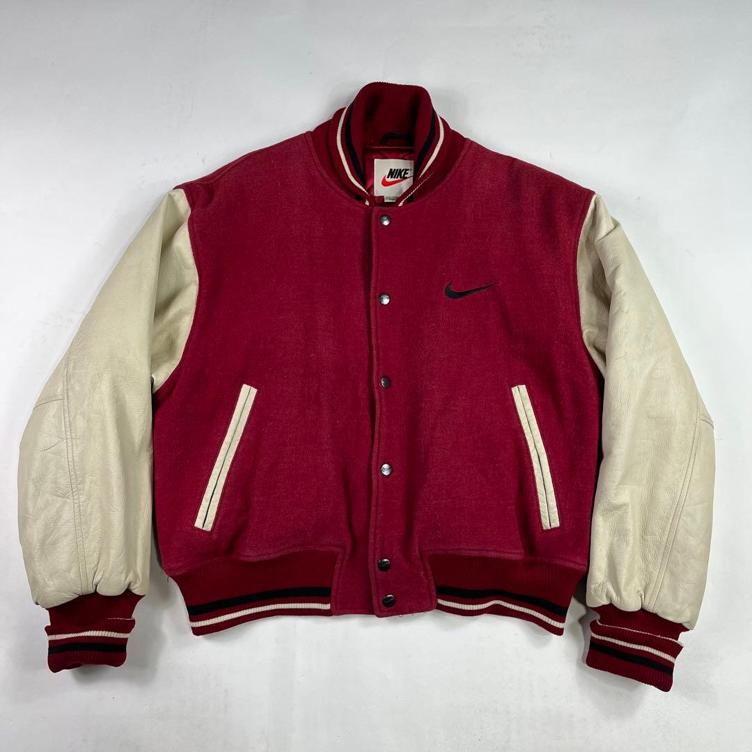 90’s Nike レザー 本革 スタジャン ウール 短丈 Y2K