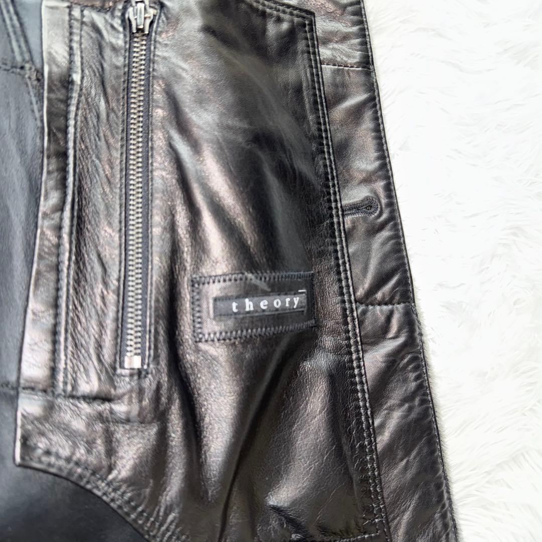 ✨美品・希少✨ Theory ベビー カーフ ロング レザーコート S ブラック