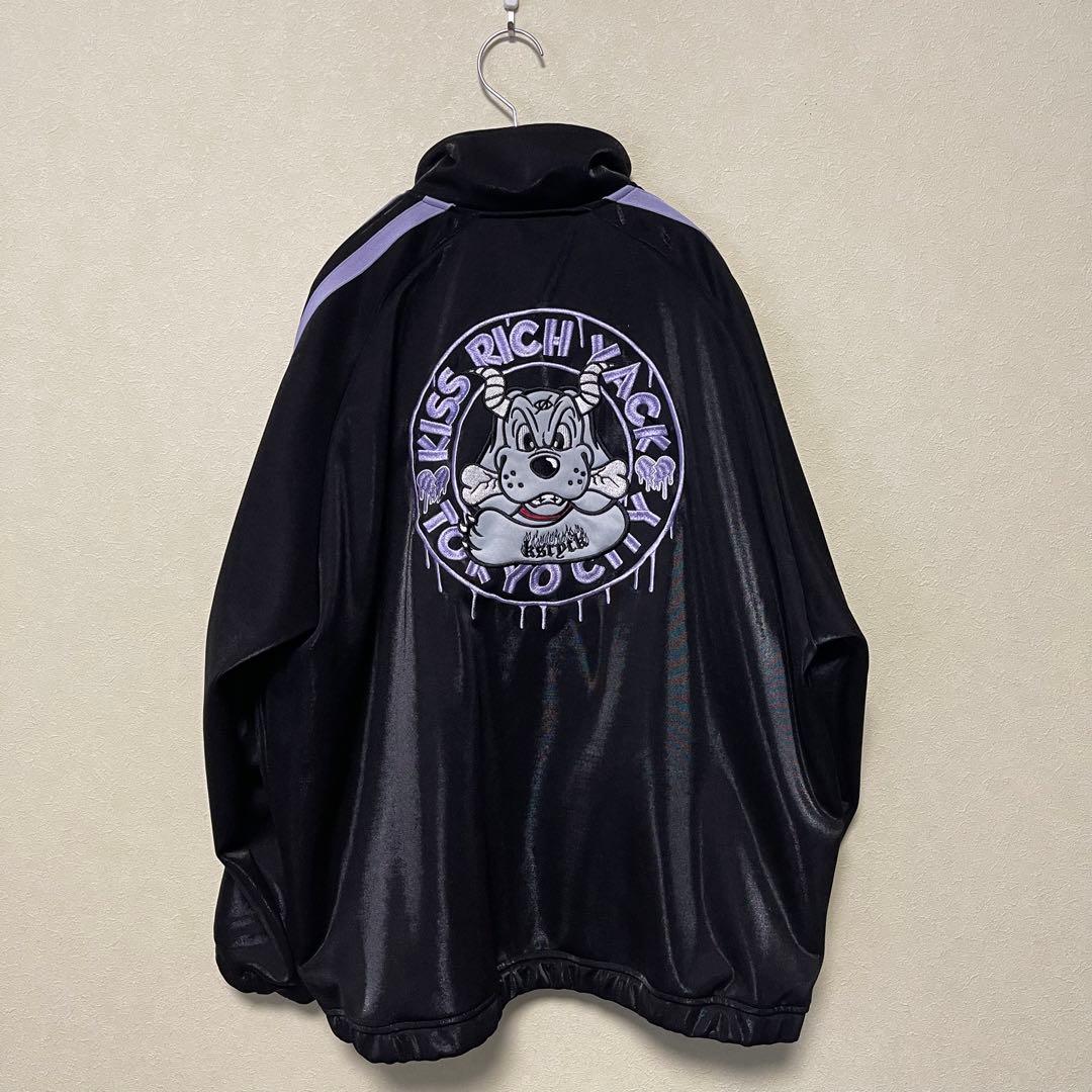 GALFY×KRY ぴかぴかラインストーン ジャージセットアップ 黒×パープル