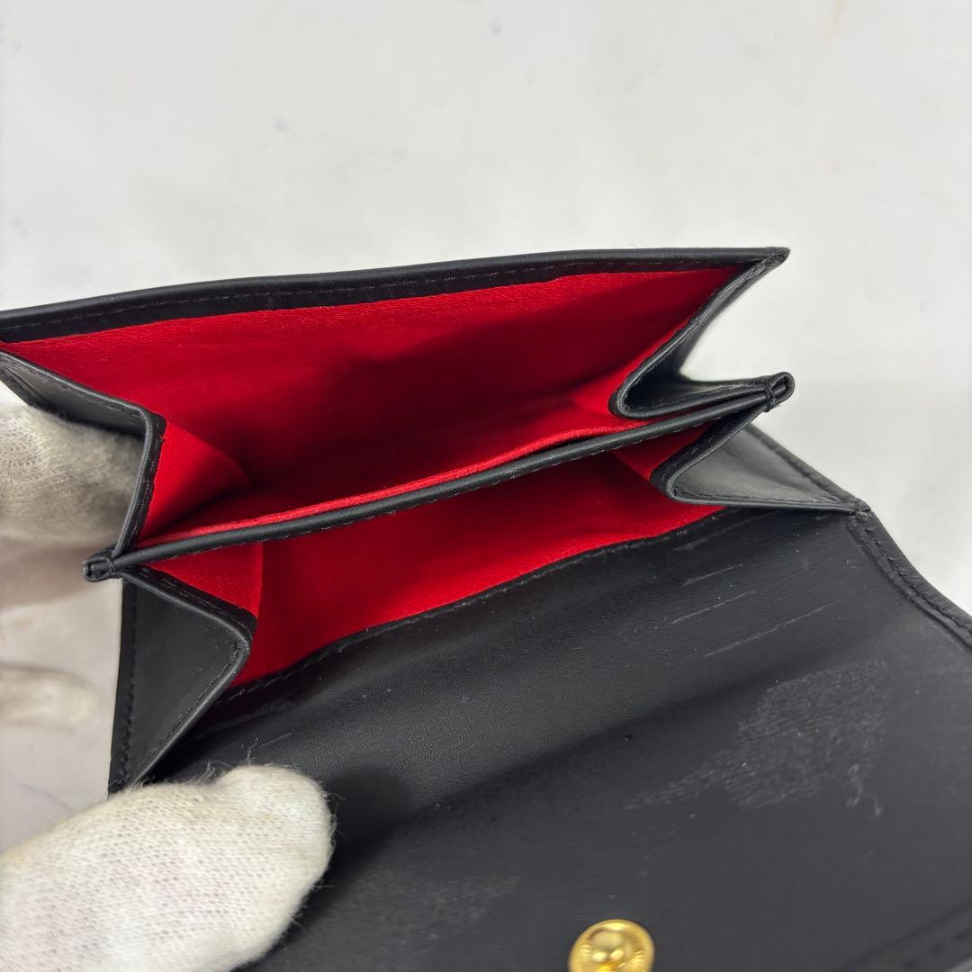 美品　GUCCI　グッチ　二つ折り財布　G金具　レザー　ブラック　レッド