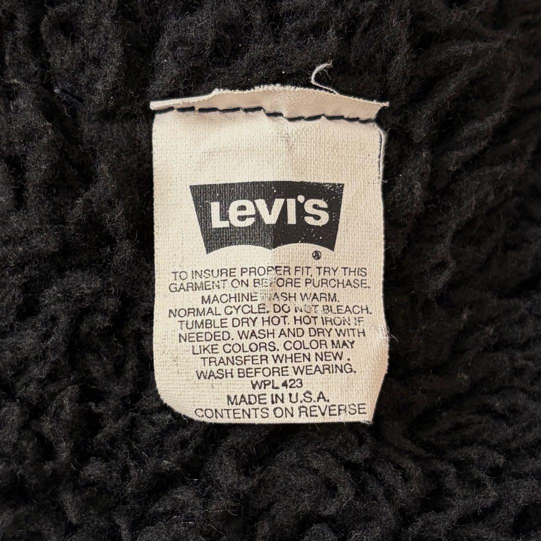 90s USA製 リーバイス ブラック デニムボアジャケット ヴィンテージ 黒