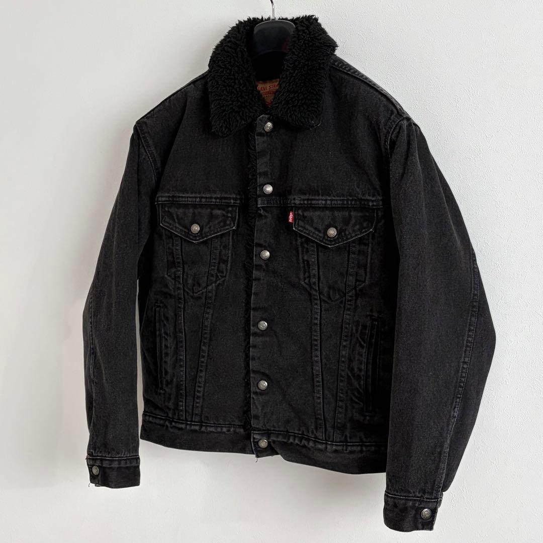 90s USA製 リーバイス ブラック デニムボアジャケット ヴィンテージ 黒