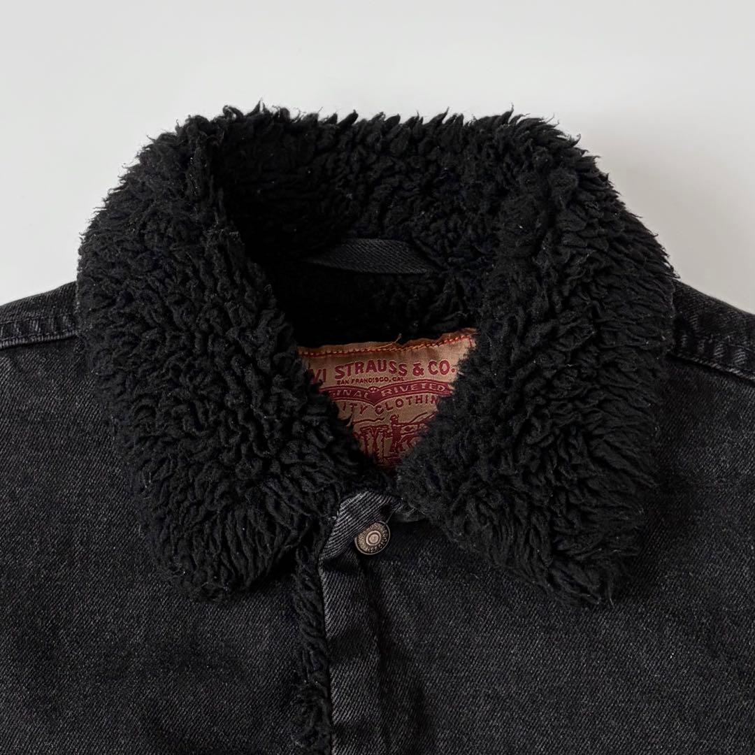 90s USA製 リーバイス ブラック デニムボアジャケット ヴィンテージ 黒