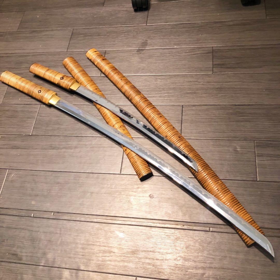 高級模造刀　 藤巻き　竹拵え　大小2本セット 太刀　脇差