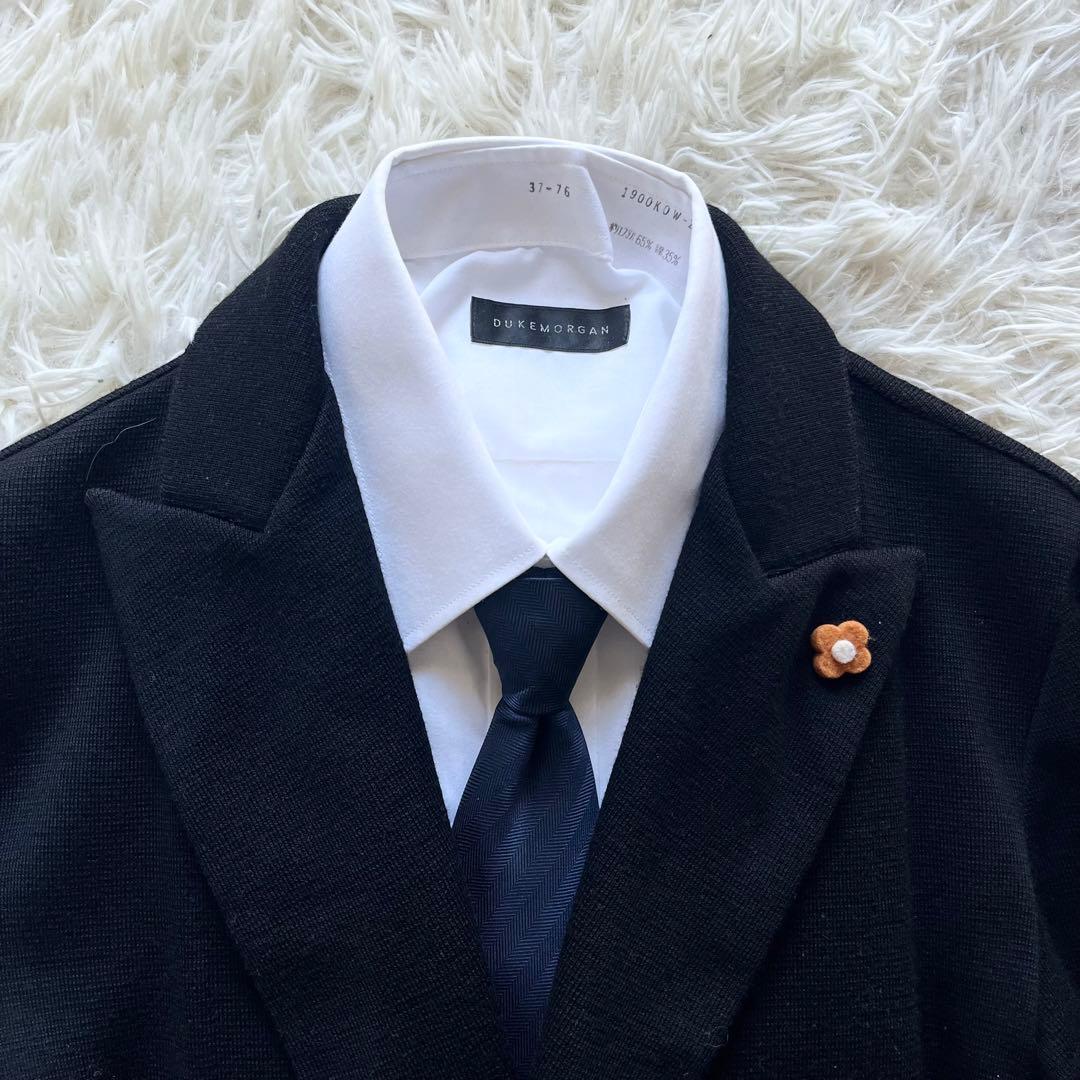 <美品>LARDINI ブラック ウール ニット ダブルジャケット サイズS