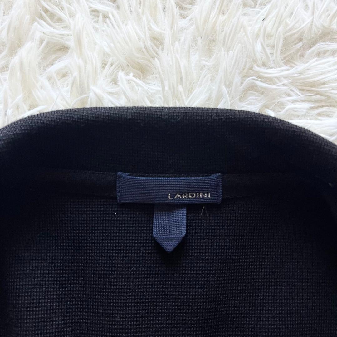 <美品>LARDINI ブラック ウール ニット ダブルジャケット サイズS