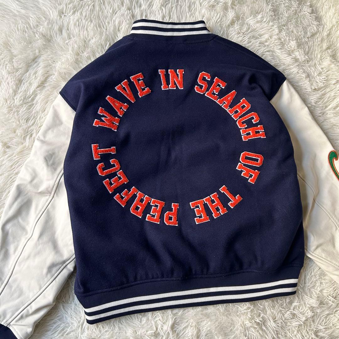 美品 TES スタジャン ビッグシルエット ワッペン ネイビー ホワイト