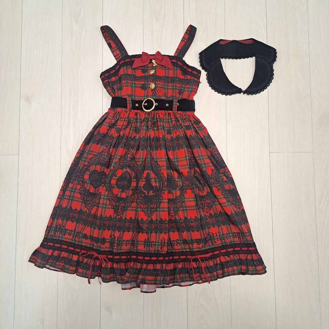 アリスのトランプレースタータン柄 ジャンパースカート ロリィタ