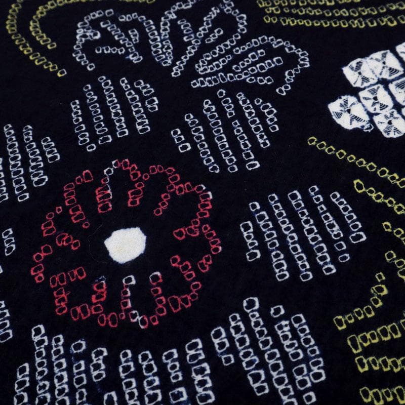 《手しぼり＊浴衣反物■流水菊花模様＊濃紺■お仕立て可◆夏着物■反24-146》