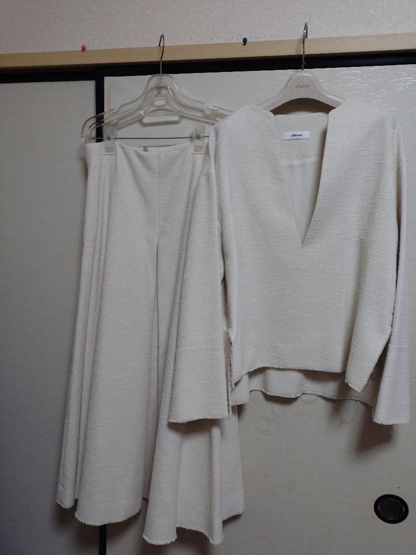 ebure エブール　スラブツィード　スカート　ブラウス　セットアップ