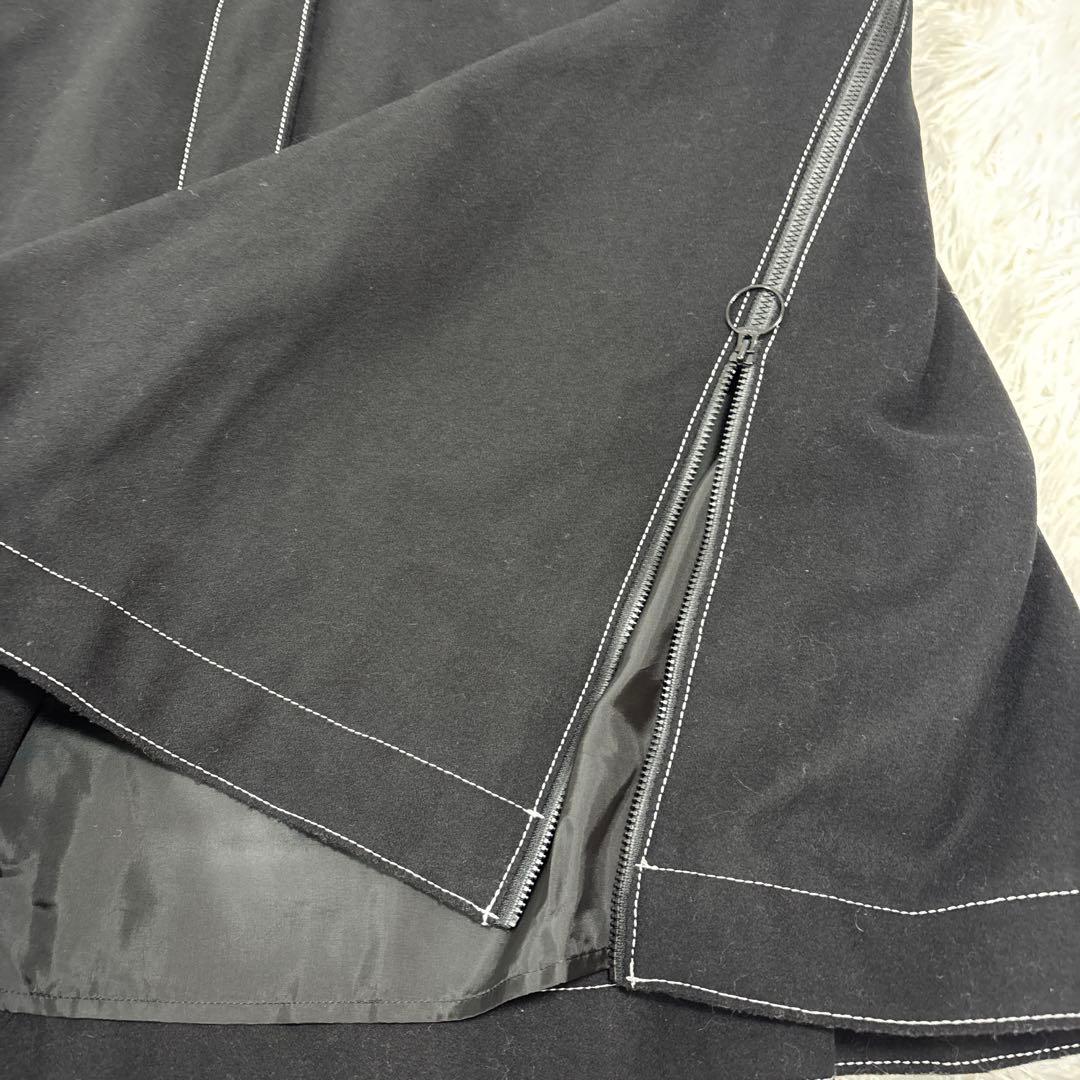 アドーア ADORE SUPER100 メルトンジレ ノースリーブコート 黒