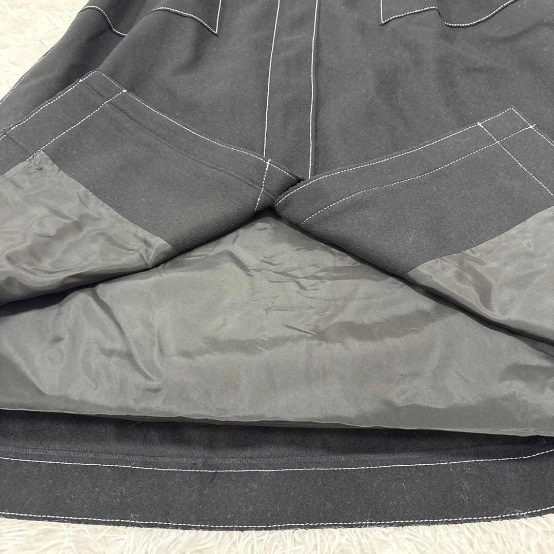 アドーア ADORE SUPER100 メルトンジレ ノースリーブコート 黒