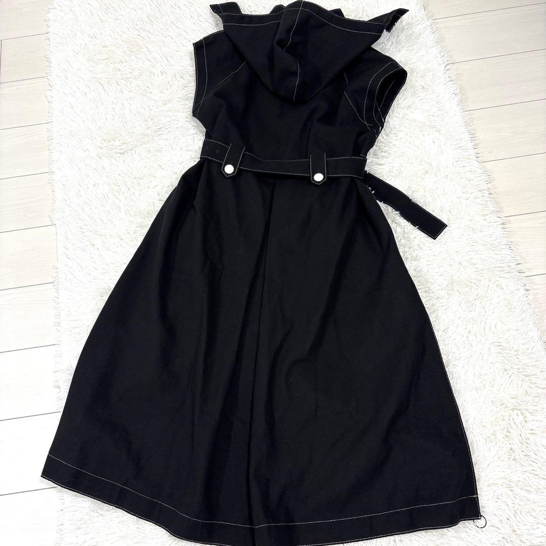 アドーア ADORE SUPER100 メルトンジレ ノースリーブコート 黒