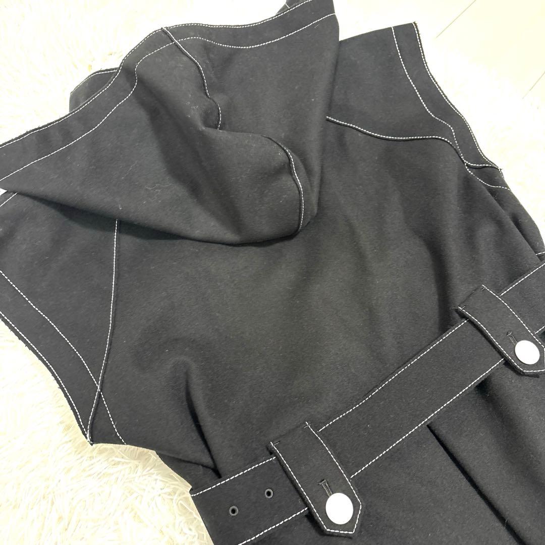 アドーア ADORE SUPER100 メルトンジレ ノースリーブコート 黒