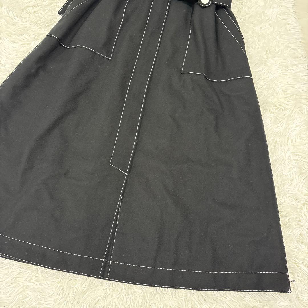 アドーア ADORE SUPER100 メルトンジレ ノースリーブコート 黒